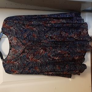 Paisley Blue Flowing Blouse, Women's Size Large